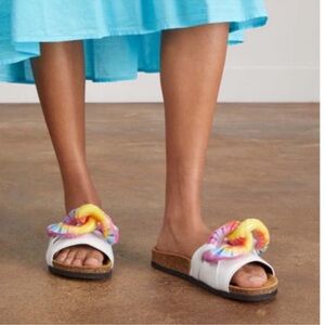 JW Anderson • Tie-Dye Chain Slide White Sandal